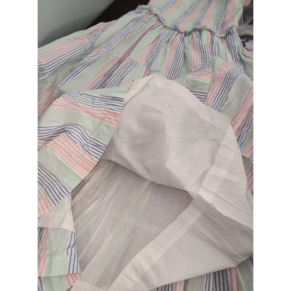 Ruffle Butts Smocked Maxi Dress Women's Sz M Multicolor Striped Tiered Ruffled - Picture 8 of 16